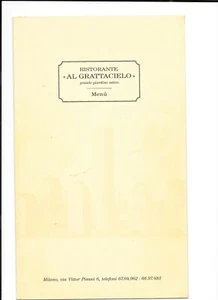Vintage Restaurant Menu RISTORANTE AL GRATTACIELO  Milan w check 1979 - Picture 1 of 3