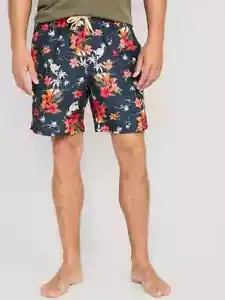 Nuevos con etiquetas Pantalones cortos de tabla antigua marina azul marino estampado de hibisco floral baúles 7" para hombre XS - Imagen 1 de 3