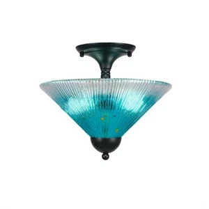 Toltec Lighting Semi-Flush, 2 Bulbs, 12' Teal Crystal Glass - 120-MB-448 - Picture 1 of 1