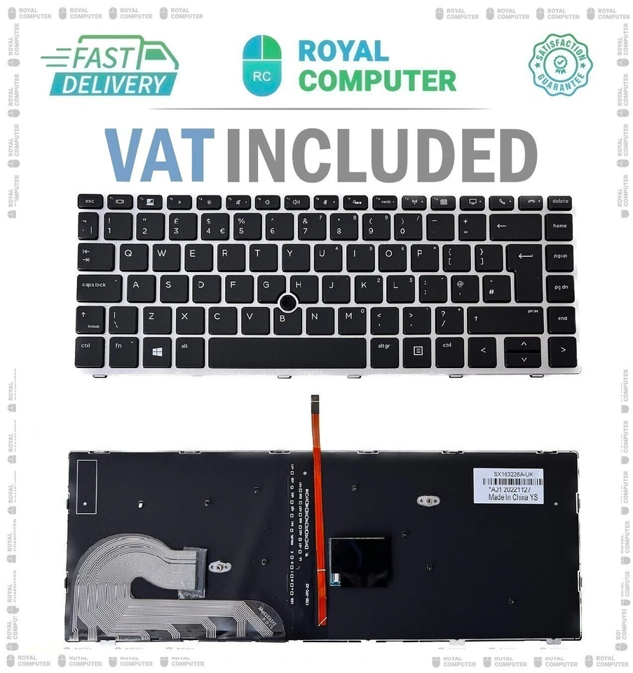 Teclado portátil Reino Unido con retroiluminación para HP EliteBook 745 G5 745 G6 840 G6 Foto 1 de 1