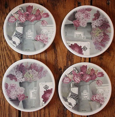 Juego de 4 posavasos Jardín Du Marais con caddy corcho respaldo cocina campo francés Foto 1 de 4