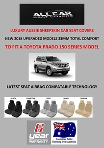 Sheepskin Car Seat Covers to fit a Toyota Prado 150 Series all models , 33mm TC. - Picture 1 of 10