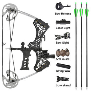 35lbs Mini Compound Bow Set Right Left Hand Laser Sight Archery Fishing Hunting