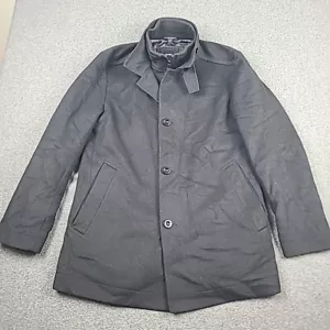 Hugo Boss Wool Cashmere Coat Size 42R Black Coxtan Collar Bib - Picture 1 of 16