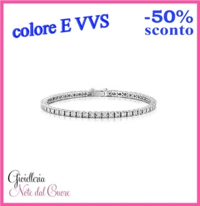 BRACCIALE TENNIS IN ORO BIANCO : DIAMANTI NATURALI E VVS 1 CARATO CERTIFICATO - Bild 1 von 4