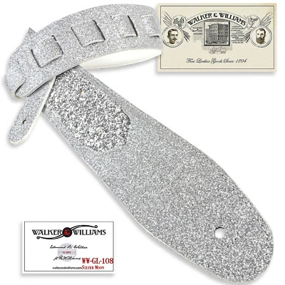 Walker And Williams GL-108 Aria Glow Silver Glitter Bomb Padded Guitar Strap - Image 1 of 4