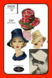 HAT Pattern 5020 Softly DRAPED by John Frederics 22" Vintage 1960 Sewing Craft - Picture 1 of 6