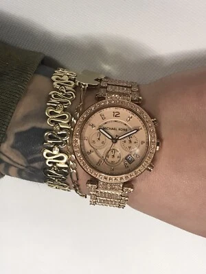 Micahel Kors Watch Rose Gold Crystals Comes With Extra Links - Image 1 of 2