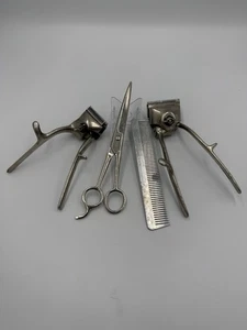 Vintage manuelle Haarschneidemaschine, Aluminium Kamm & Schere Friseurset - Bild 1 von 6