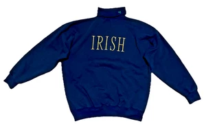 Vintage Uomo Notre Dame Collo Tartaruga Irlandese Collo Finto XL Blu - Made USA - Foto 1 di 9