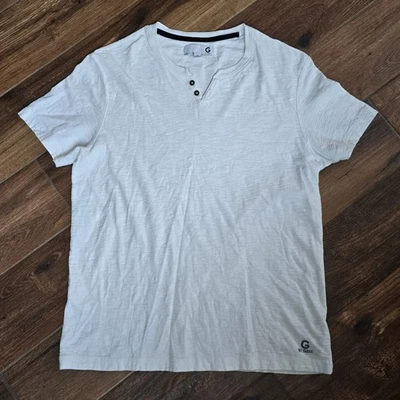 GUESS Textured Slim-fit Short Sleeve Henley T-Shirt Large - Image 1 of 4