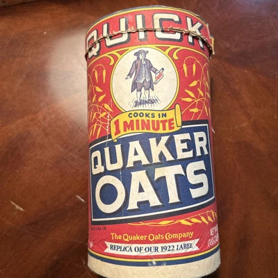 Винтажный большой оригинальный квакер овес картонный контейнер красный/синий/белый - Изображение 1 из 4