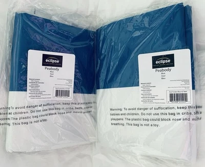 Eclipse Peabody set of blue & white striped Drapes - Image 1 of 3