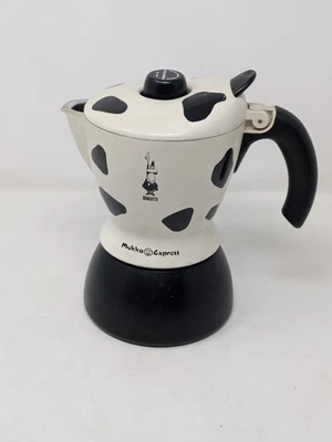 Bialetti Mukka Express 2 tazas estufa con estampado de vaca máquina de capuchino blanco y negro Foto 1 de 4