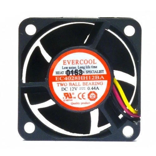 Evercool 40mm x 28mm  Computer Case Ball Bearing 3-Pin Fan EC4028HH12BA - Image 1 of 1