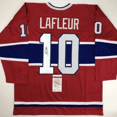 Autographed/Signed Guy LaFleur Montreal Red Hockey Jersey JSA COA Auto - Image 1 of 4