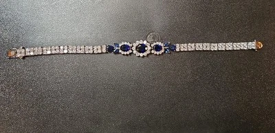  Pulsera QVC Nolan Miller Zafiro Azul 7 Pulgadas Cristal Austriaco Rodio Foto 1 de 4