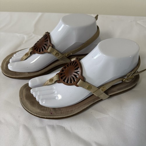 Sandali UGG Ayden donna taglia 7 in pelle panna marrone con cinturino