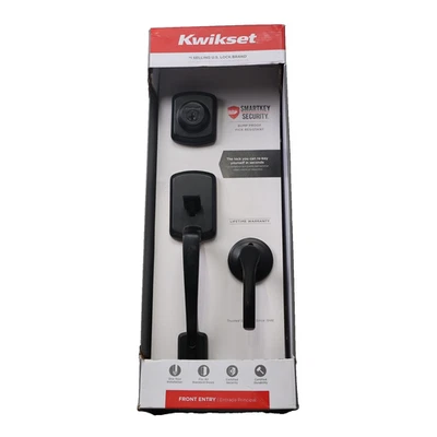 Maçaneta e trava de porta frontal Kwikset Henley - Conjunto completo de maçaneta e trava de porta - Imagem 1 de 4