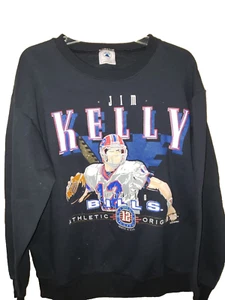 Vintage Buffalo Bills Super Bowl Crewneck Sweatshirt 90s XL Jim Kelly Black EUC - Picture 1 of 4