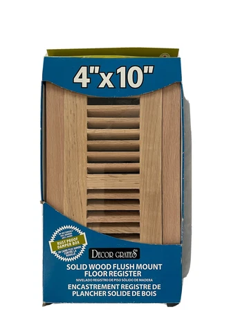 Decor Grates Register Lacquered Oak Unfinished 4"x10" NEW Factory Sealed Pack Cover