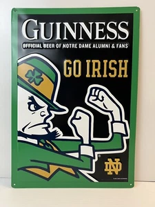 GUINNESS Offizielles Bier von NOTRE DAME Alumni & Fans GO IRISH Blechschild NEU - Bild 1 von 4