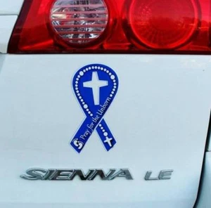 Auto Magnet Emblem 8 in Pro-Life Car Blue Pray for the Unborn Ribbon Feet Cross - Picture 1 of 1