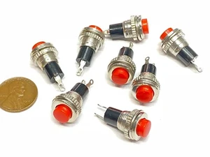 8 Pieces Red Push button switch 10mm DS-316 reset momentary round B8 - Picture 1 of 6