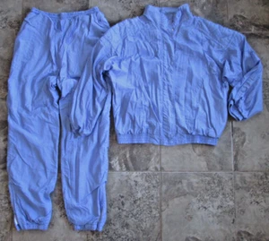 LAVON Cheerful Outfit Large 90s Track Suit Shirt Jacket & Pants Blue Nylon Lined - Picture 1 of 18
