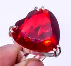 Heart - Garnet Gemstone 925 Sterling Silver Ring Size Adjustable (R663)