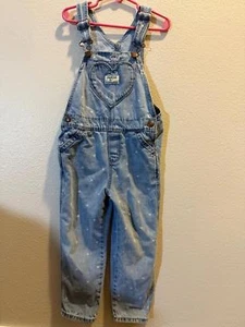 OshKosh B'gosh Heart Print Denim Overalls Size 4T - Picture 1 of 5