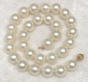 Collana di perle 18,5” perle bianche crema 14 mm - Foto 1 di 7