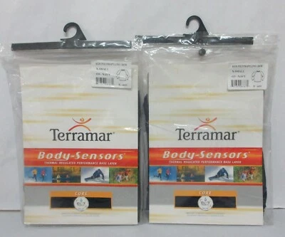 2 LOT Terramar Body-Sensors Core Crew  Neck Top Shirt Thermal Base Layer Blue XS - Image 1 of 4