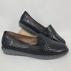 NEW Trotters Women's Royal Perforated Leather Loafers Black Size 9.5 NIB - Picture 1 of 7