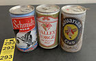3 Vintage Bottom Opened Collectible Beer Cans Valley Forge Bavarian Club Schmidt