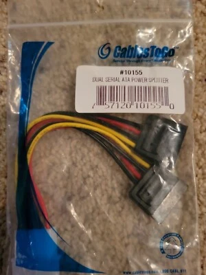 CTG 10155 IDE Molex to 2 Serial ATA SATA Y Splitter HD Power Supply Adapter NEW! - Image 1 of 4