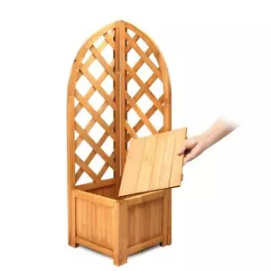 Wooden Corner Lattice Planter Trellis Flower Plant Climbing Support Box Garden - Picture 1 of 6