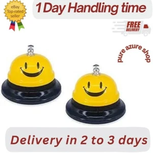 2 Pack Call Bell, 3.35" Diameter Metal Bell, Service Bell for Desk, Hotels, Scho - Picture 1 of 3