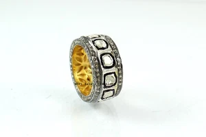 Ring Natural Rosecut Diamond Uncut Polki 925 Sterling Band Silver Ring - Picture 1 of 6