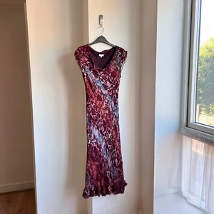 Vintage Y2K 90s Ethereal Silk Maxi Slip Dress 8 10 Whimsygoth Grunge Fairycore - Picture 1 of 20