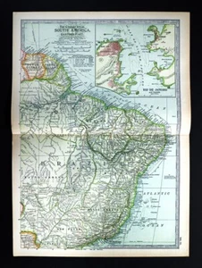 1902 Century Map Brazil Rio de Janeiro Sao Paulo Recife Bahia Marceio Belem Para - Picture 1 of 6