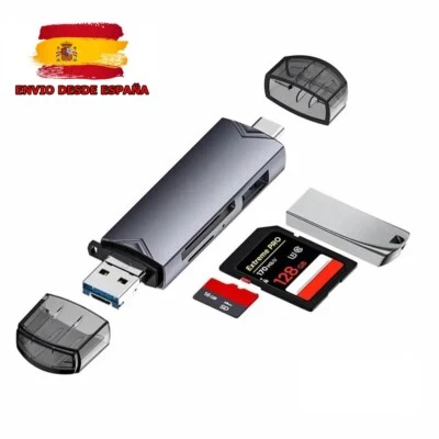 Lector de tarjetas multifunción 6 en 1 Usb 3.0, Usb tipo C/Micro Usb/SD/Tf/ - Image 1 of 2