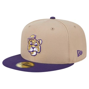 Sombrero ajustado 59FIFTY de dos tonos retro caqui LSU Tigers New Era para hombre - Imagen 1 de 5