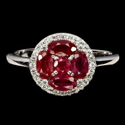 925 Sterling Silver Ring Oval Ruby 5x3mm Natural Gemstone Jewelry Size 8 - Image 1 of 4