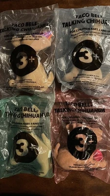 Taco Bell Talking Chihuahua Plush Dog  - Lot of 4 - Works New Sealed 1990s - Image 1 of 4