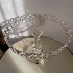 Elegant EAPG Co-Operative Flint Glass Lace Edge Cake Stand Antique 1880’s - Picture 1 of 14