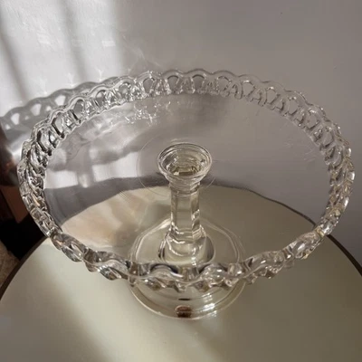 Elegant EAPG Co-Operative Flint Glass Lace Edge Cake Stand Antique 1880’s - Image 1 of 4
