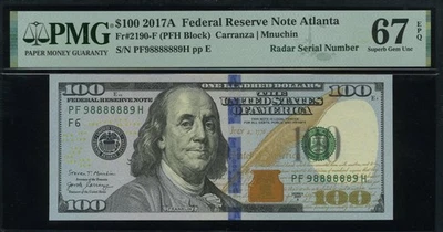 2017A $100 FRN P B98888889K P.M.G #67EPQ - Image 1 of 3