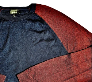 Merino Wool Banana Republic Lightweight Blue Burgundy Crew Neck sweater Men's XL - Picture 1 of 5