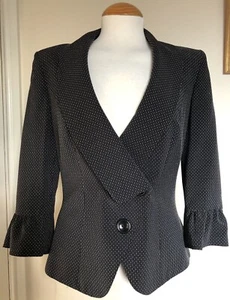 Ladies KALIKO smart Tailored dark grey Jacket with tiny white dots Size 8 UK New - Picture 1 of 18
